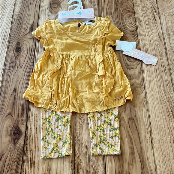 COPY - Kensie Girl NWT Yellow Ruffle Dress with Patterned Leggings - Picture 1 of 8